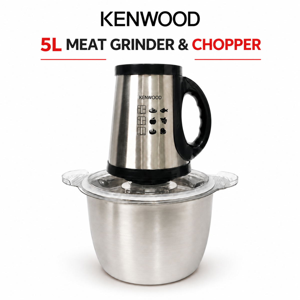 Kenwood KN-903G Electric Meat Grinder & Chopper - 5L Steel Bowl
